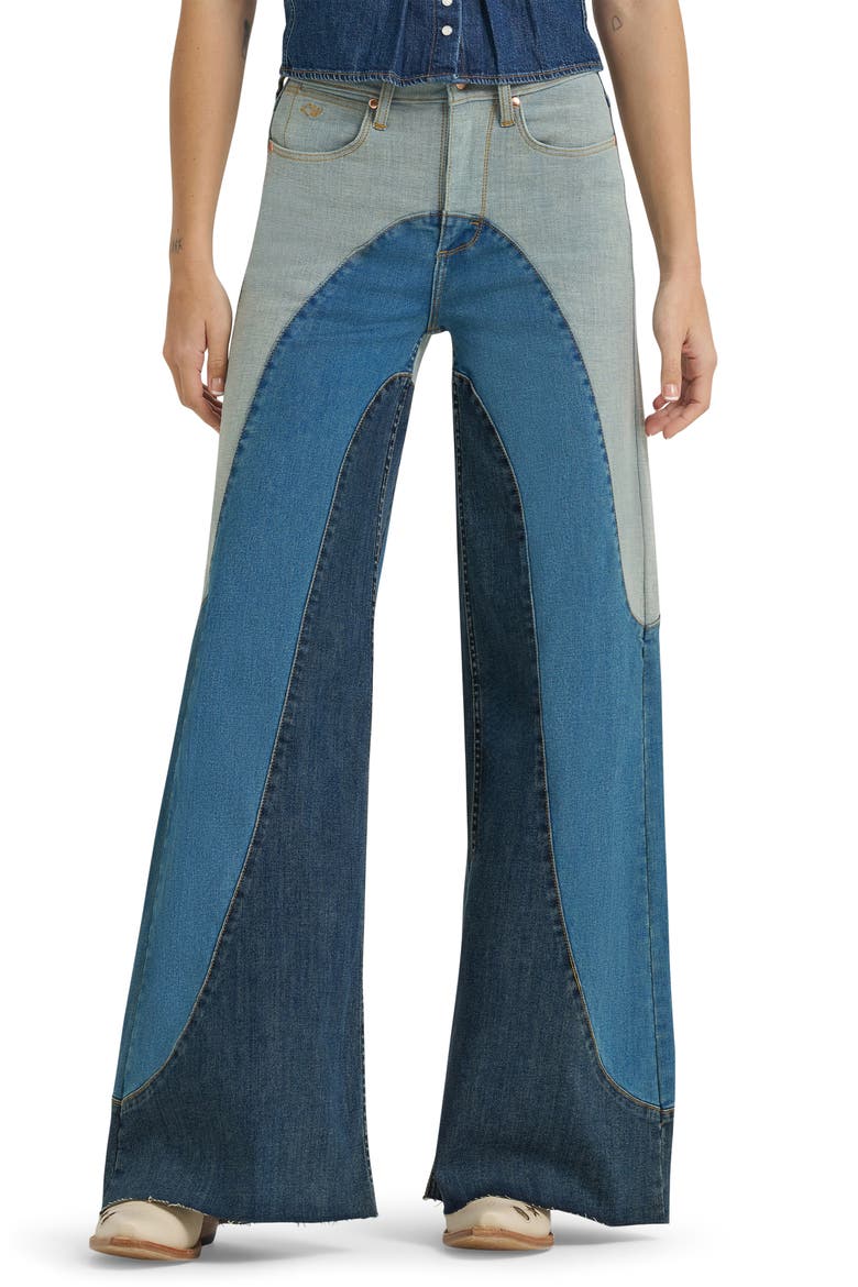 x Lainey Wilson Groovy Raw Hem Wide Leg Jeans, Main, color, DENIM
