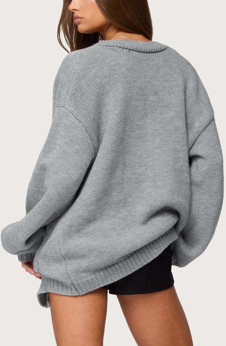 EDIKTED Julian Oversize Open Front Cardigan, Alternate, color, Gray-Melange