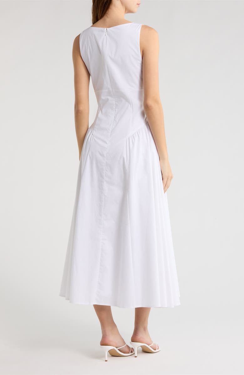 STAUD Gwen Shaped Waist Stretch Cotton Dress, Alternate, color, White