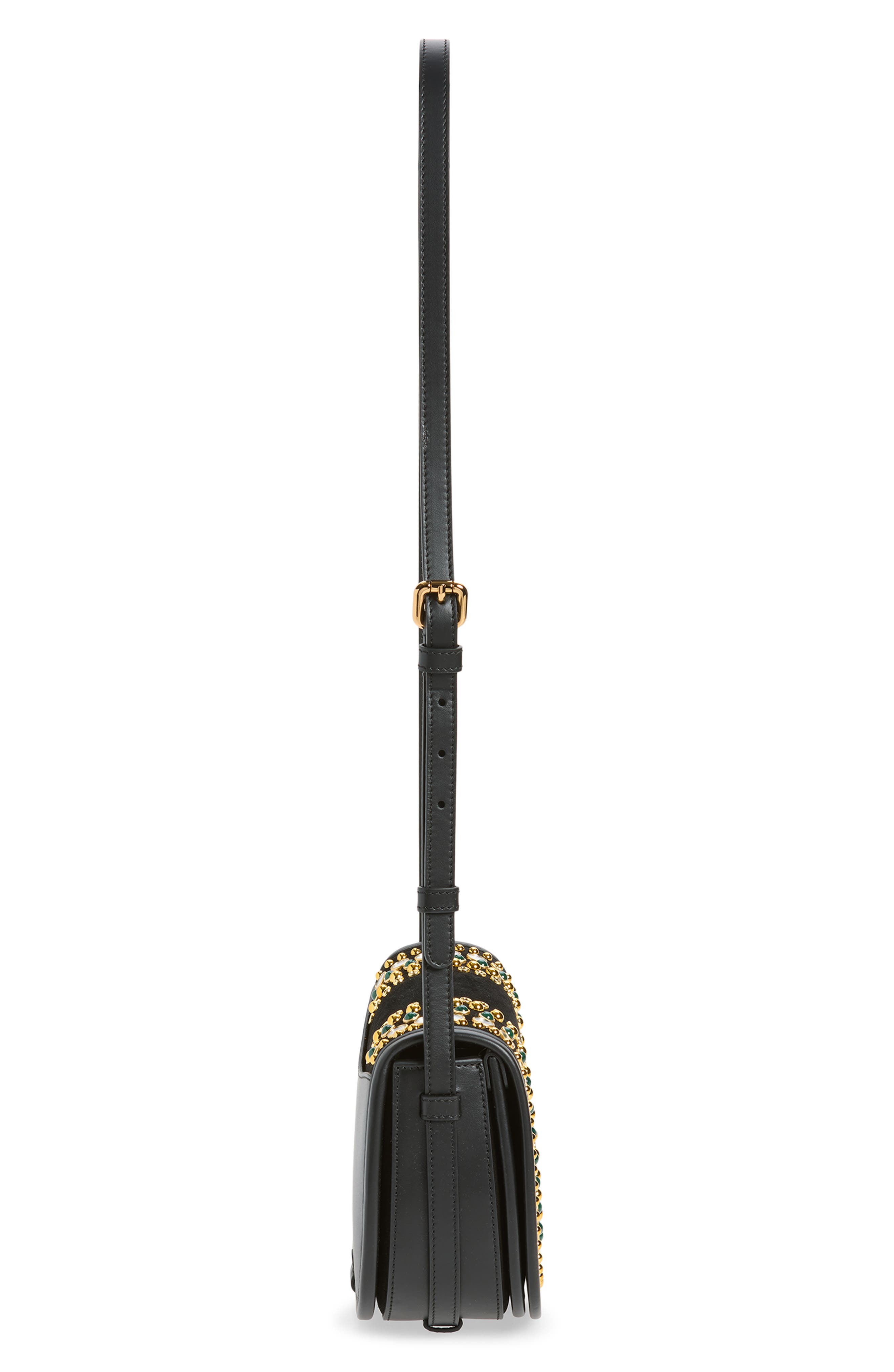 Caccetta Studded Suede Crossbody Bag, Alternate, color, BLACK