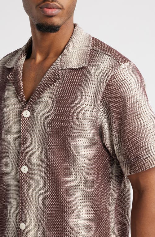 Shop Oas Merlot Echo Cuba Ombré Stripe Knit Cotton Camp Shirt In Red