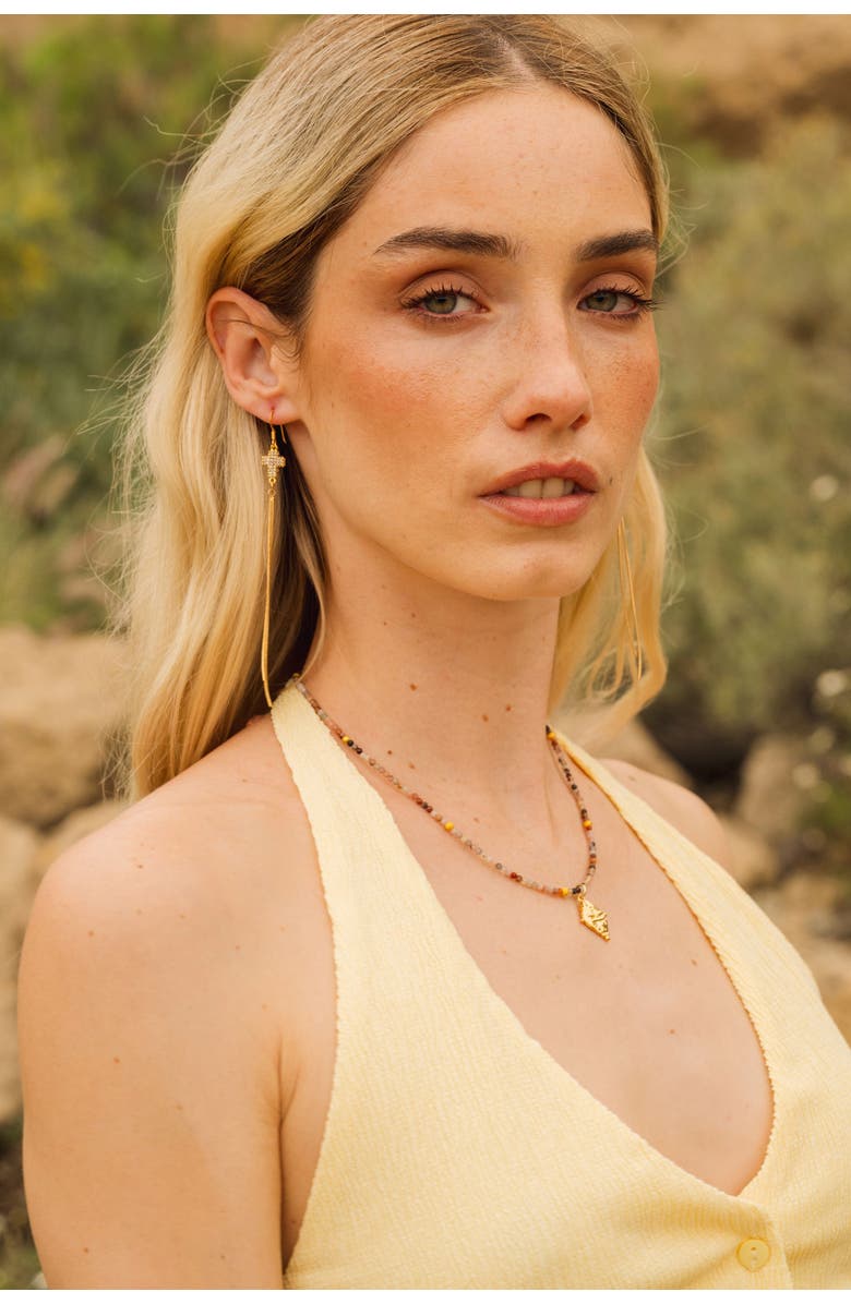 Seven Saints Libra Zodiac Gemstone Choker Necklace, Alternate, color, Gold