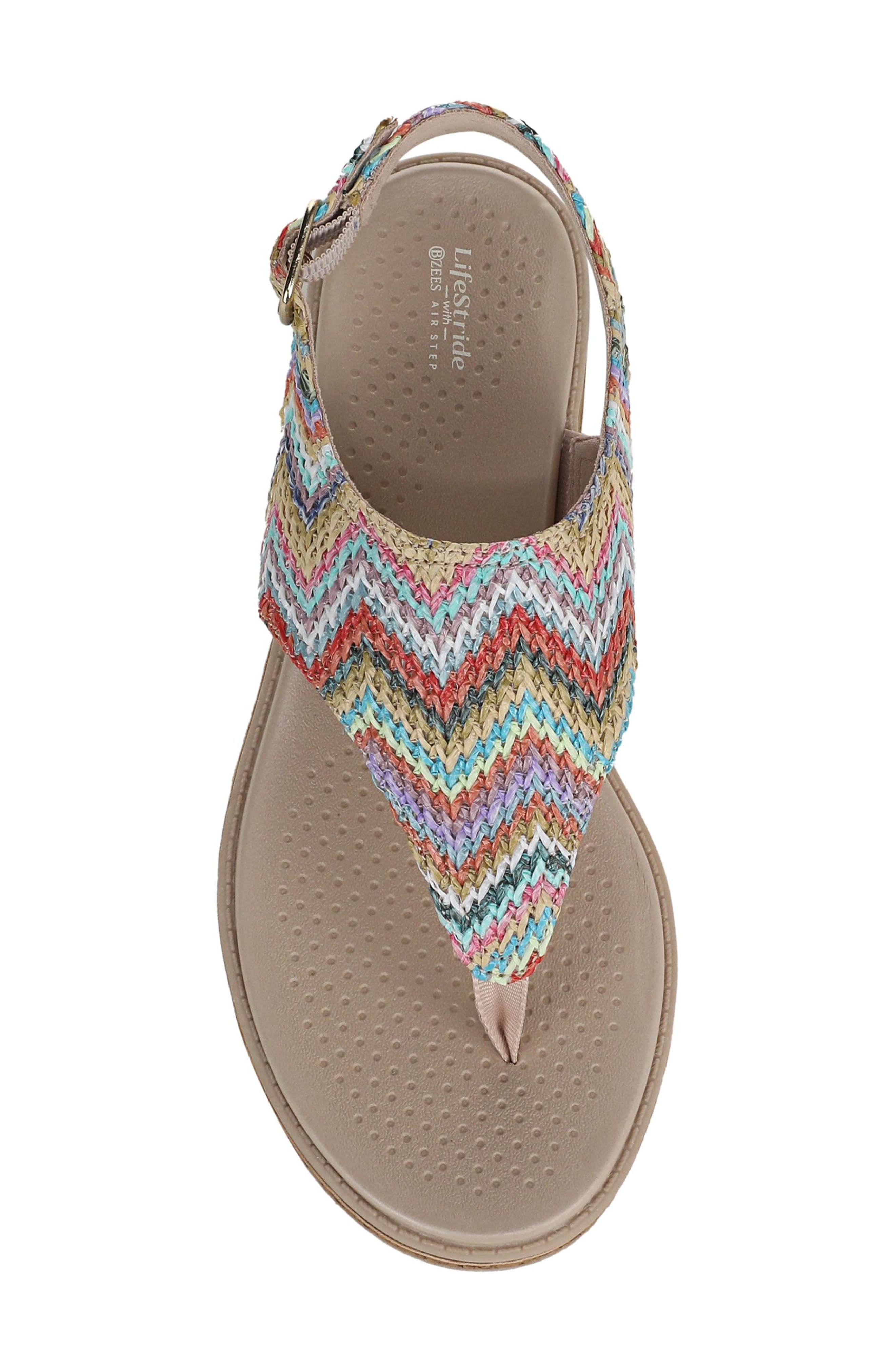 LifeStride Beachy Wedge Slingback Sandal, Alternate, color, Beige Multi - 250
