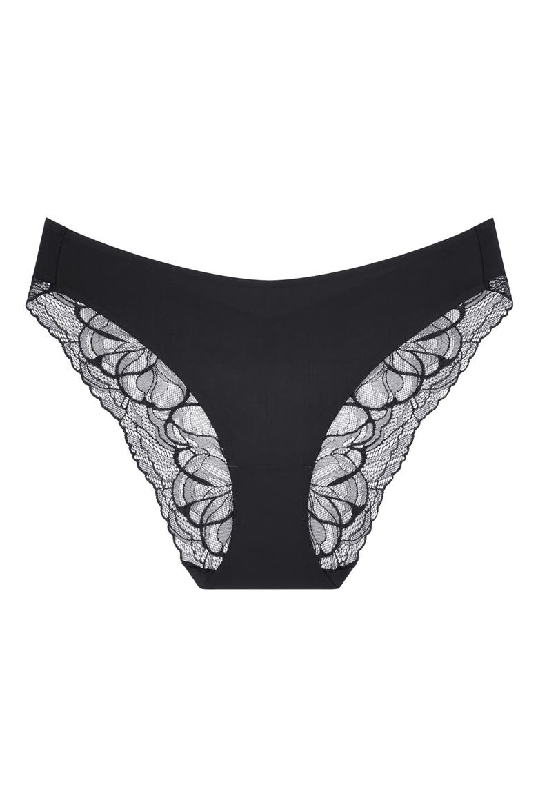 Body Make Up Illusion Lace Bikini Panties, Main, color, Black