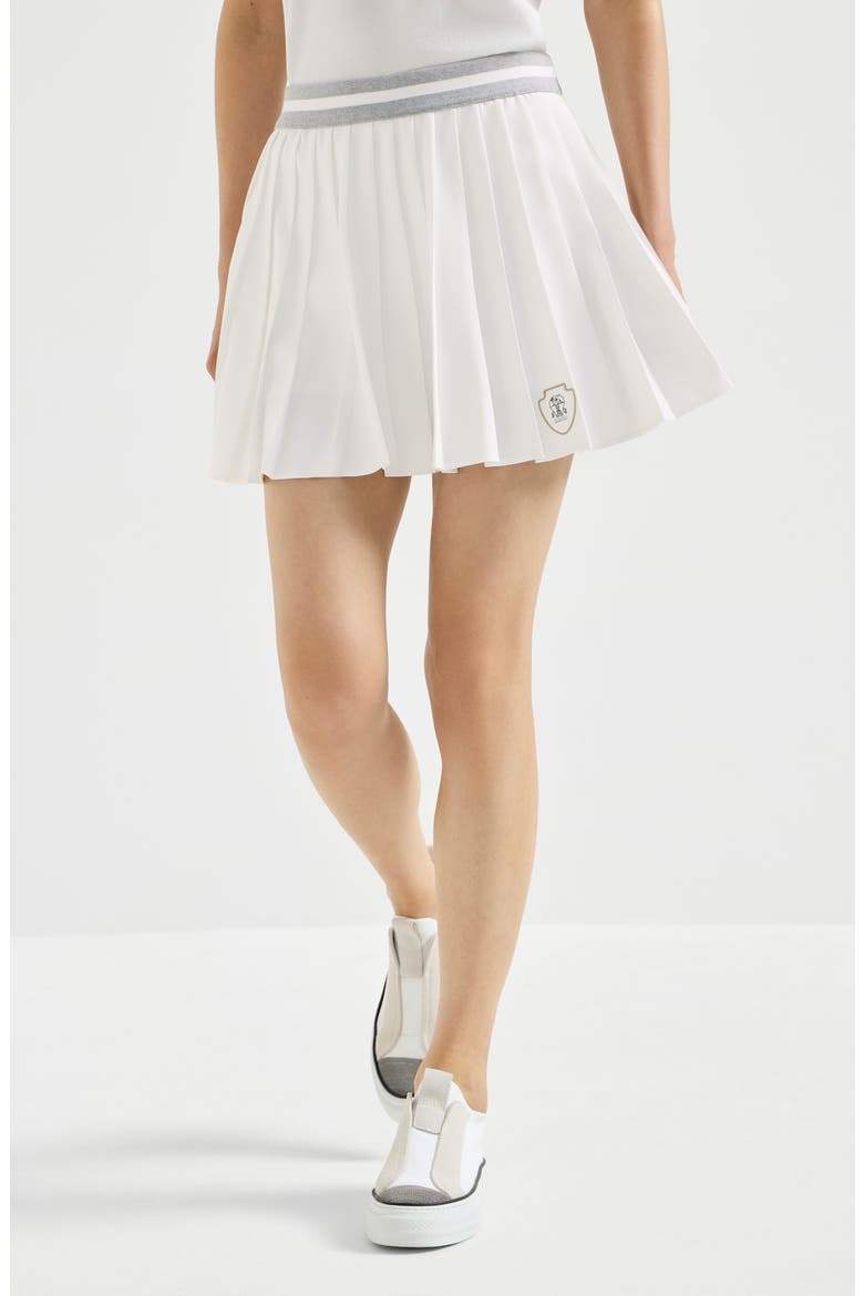 Techno poplin pleated skirt with logo, Alternate, color, White