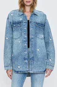 Pistola Mandy Star Embroidered Oversize Denim Shirt Jacket