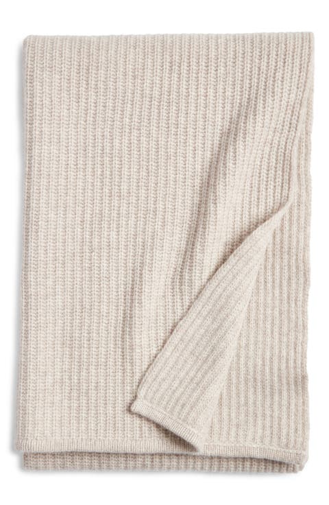 Rib Wool & Cashmere Throw Blanket