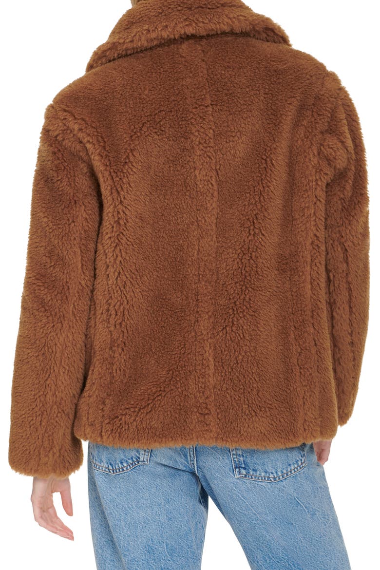 Teddy Wool Blend Faux Fur Jacket, Alternate, color, TOFFEE