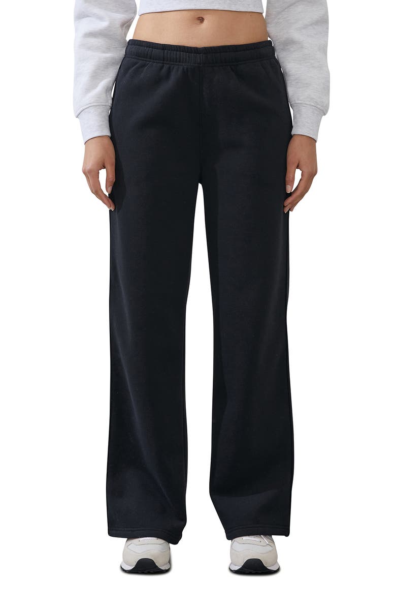 COTTON ON BODY Women's Active Plush Essential Straight Leg Sweatpant, Main, color, Black