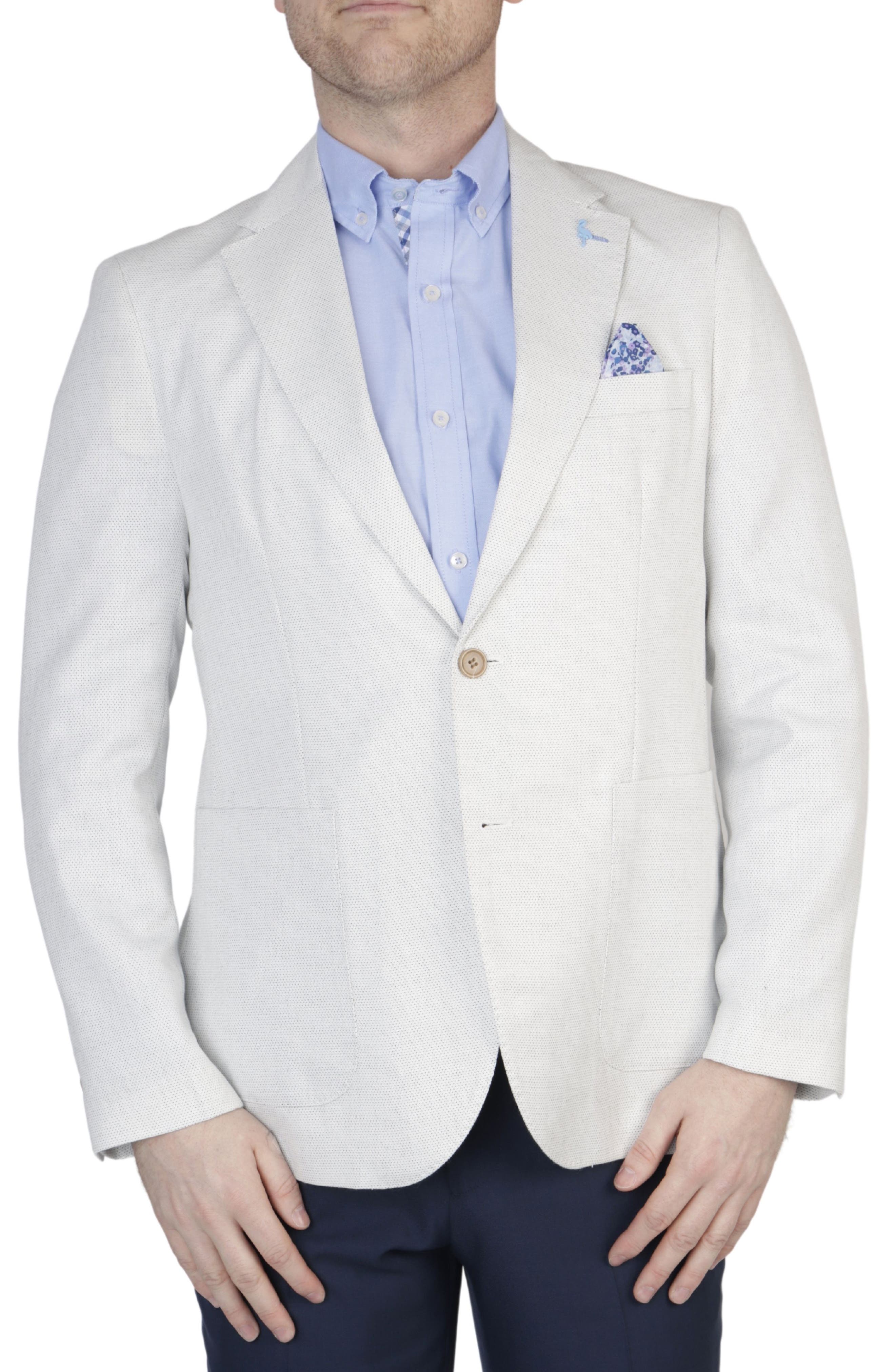 TailorByrd White Pin Dot Notch Lapel Sport Coat