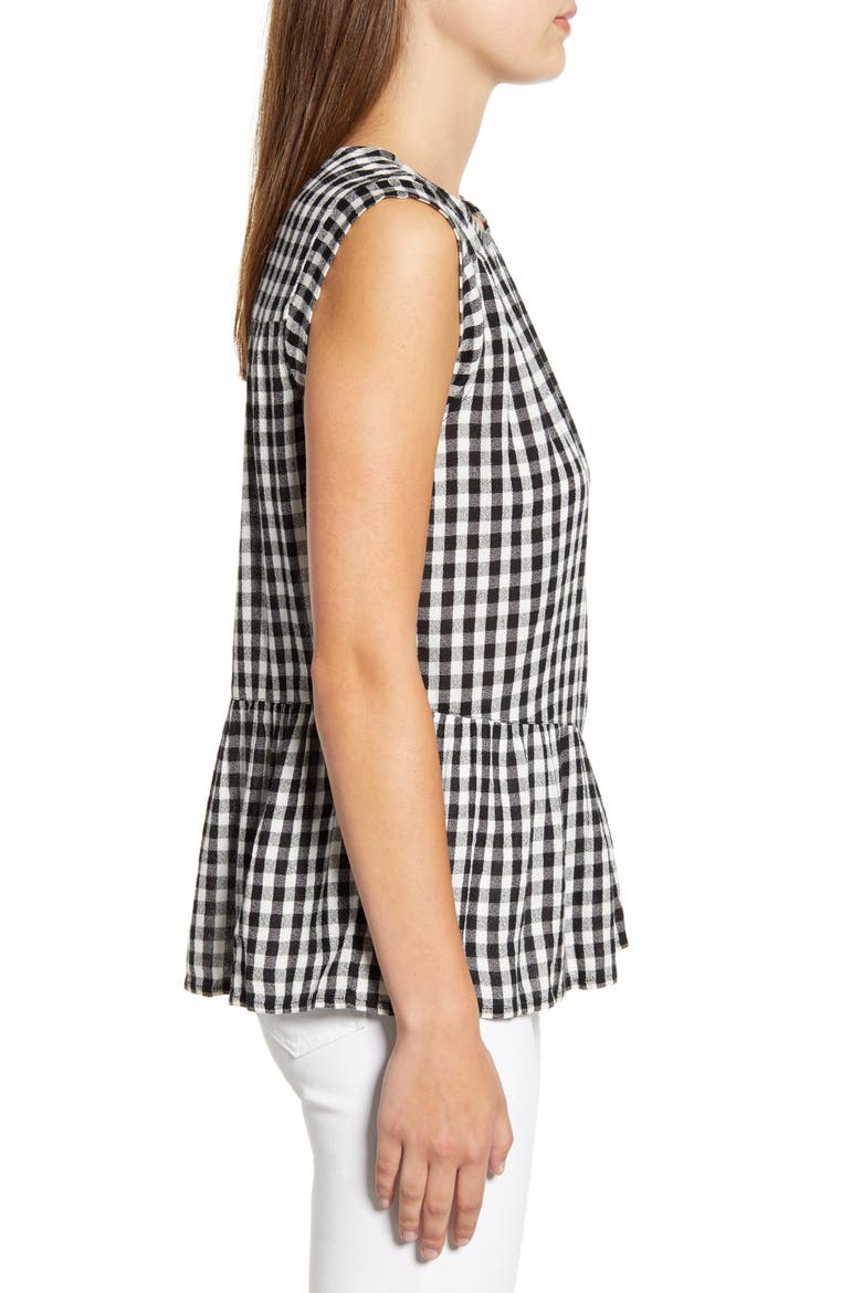 Flutter Hem Woven Tank, Alternate, color, BLACK WHITE CHAMBRAY PLAID