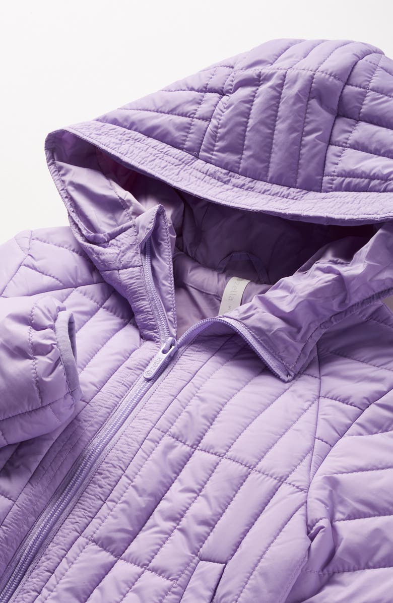 Zella Girl Kids' Quilted Hooded Jacket, Alternate, color, Purple Bonnet