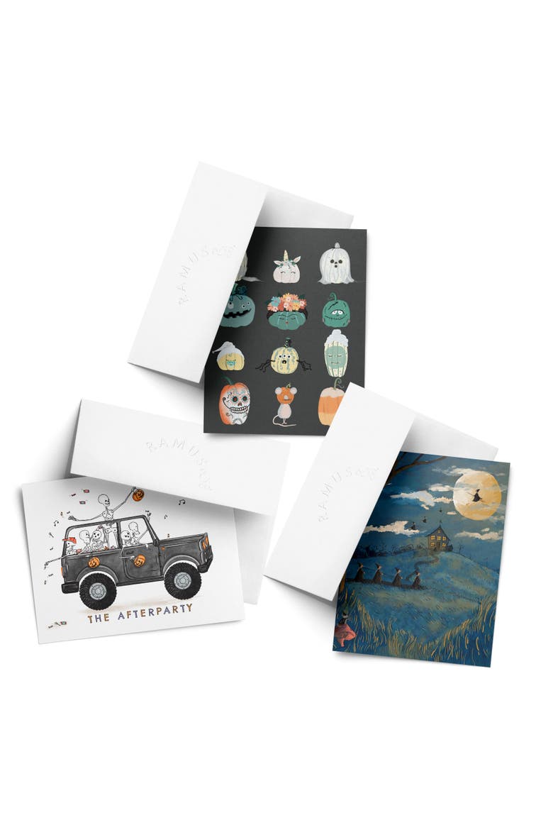 Pumpkin Dress Up, The Afterparty, Witchy Fall/Autumn Greeting Card Pack Sets, Main, color, Multi-Pack