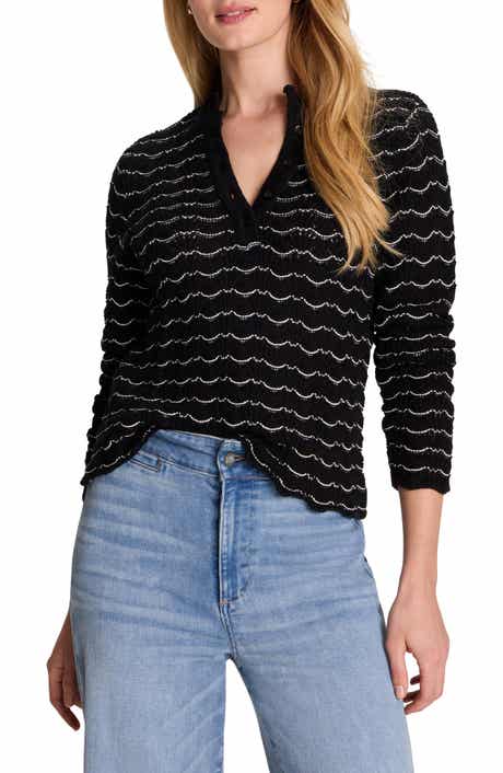 Scalloped Tuck Stitch Cotton Crop Sweater