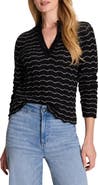 NIC+ZOE Scalloped Tuck Stitch Cotton Crop Sweater