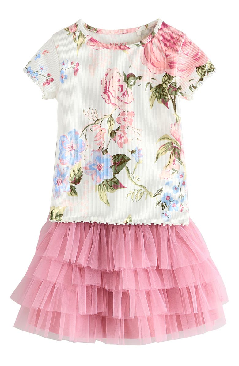 NEXT Kids' Floral Top & Tutu Skirt Set, Main, color,