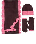 Treasure & Bond Scalloped Scarf, Beanie & Gloves Set