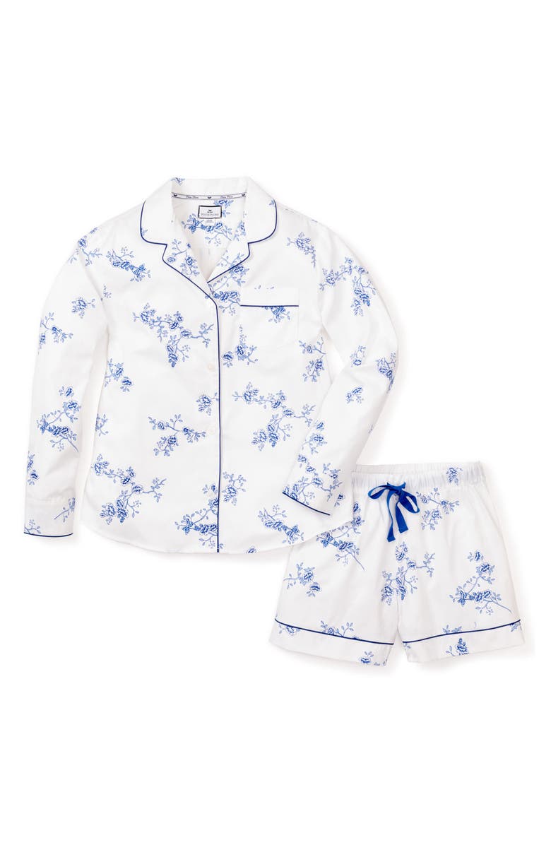 Petite Plume Indigo Floral Short Pajamas, Alternate, color, 