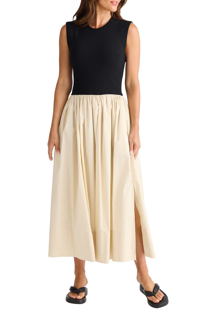 Brave+True Daphne Sleeveless Dress, Main, color, Ecru/ Black