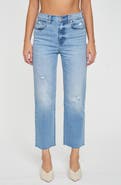 DAZE Sundaze Raw Hem High Waist Crop Straight Leg Jeans