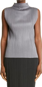 Pleats Please Issey Miyake Pleated Funnel Neck Top