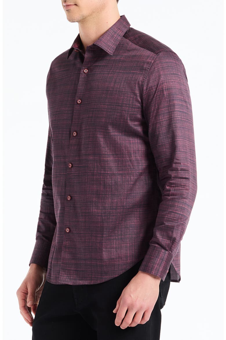 Roth Long Sleeve Button-Up Shirt, Alternate, color, BURGUNDY