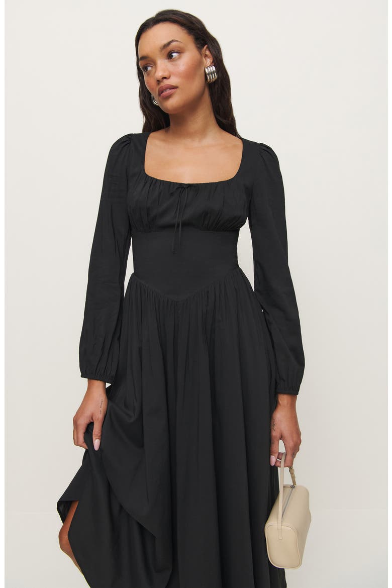 Oria Organic Cotton Midi Dress, Alternate, color, BLACK