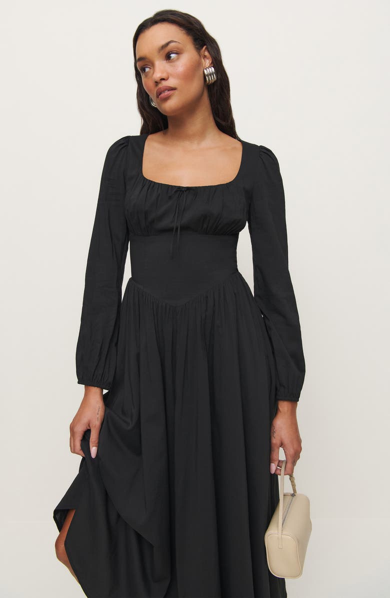 Reformation Oria Organic Cotton Midi Dress, Alternate, color,