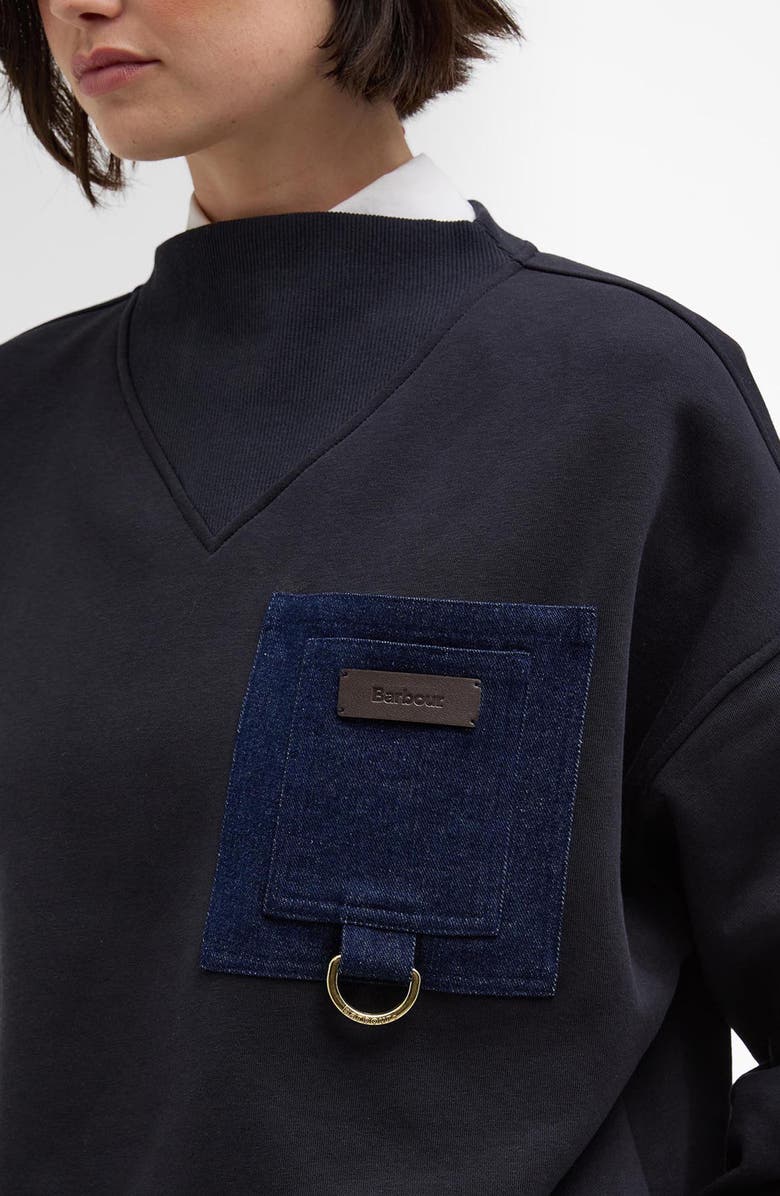 Barbour Saima Denim Pocket Sweatshirt, Alternate, color, Dark Navy