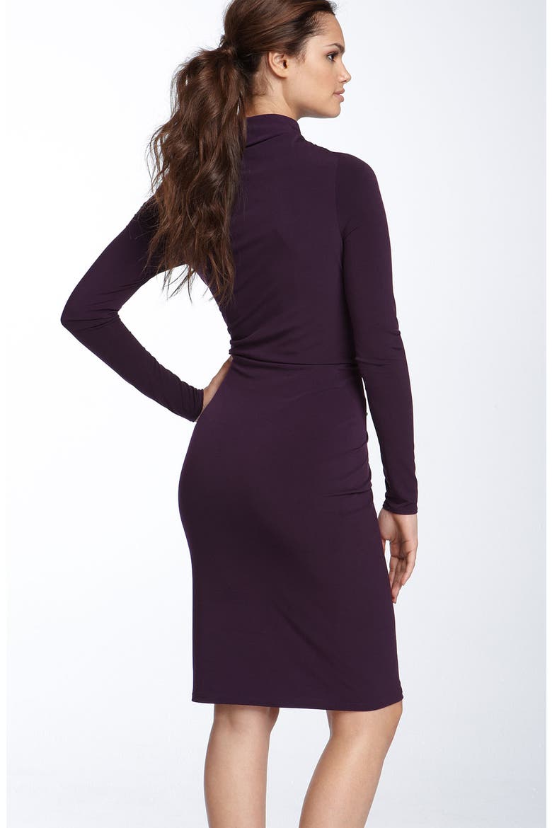 Asymmetrical Matte Jersey Sheath Dress, Alternate, color, EGGPLANT