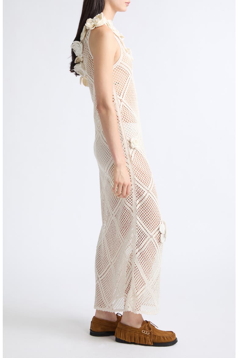 Floral Crochet One-Shoulder Dress, Alternate, color, LIMESTONE