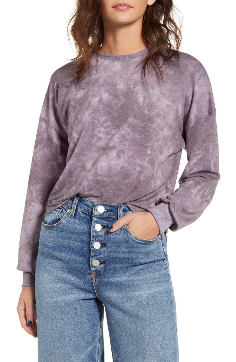 Kirious Tie Dye Long Sleeve Crop Sweatshirt, Main, color,