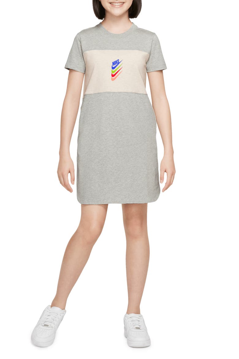 Kids' DNA Sport T-Shirt Dress, Main, color, GREY HEATHER/ COCONUT MILK