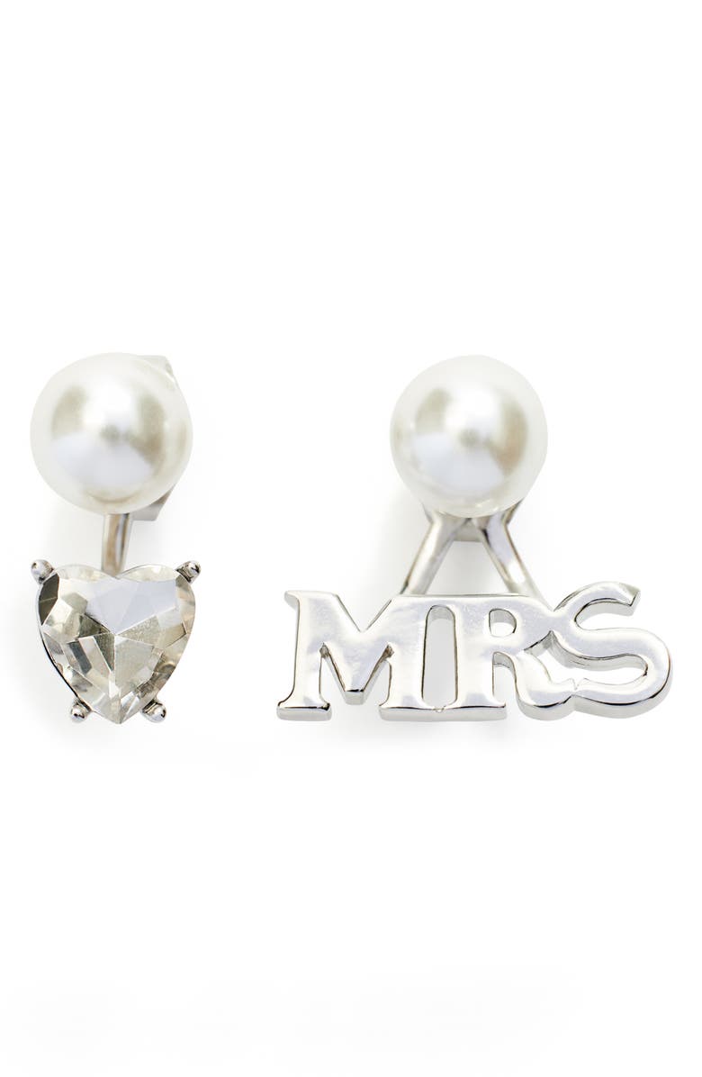 Kleinfeld Mrs Crystal & Faux Pearl Front/Back Earrings, Main, color,