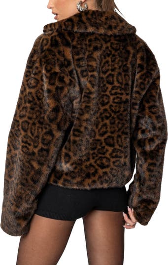 EDIKTED Lady Leopard Faux Fur Jacket | Nordstrom