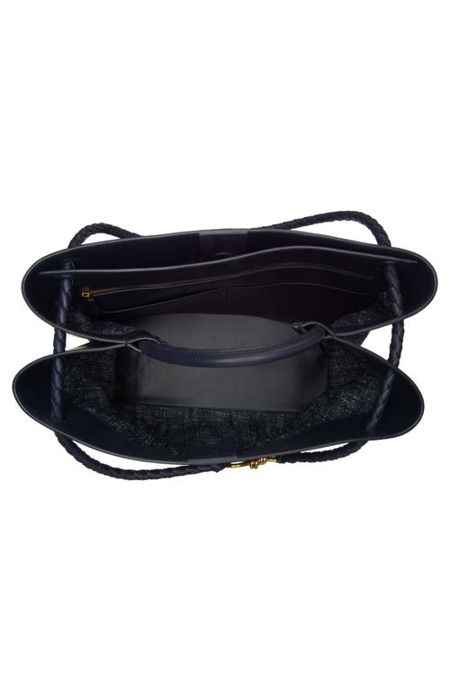 Bottega Veneta Large Andiamo Bouclé & Leather Tote In 8768 Navy-white/space-mb