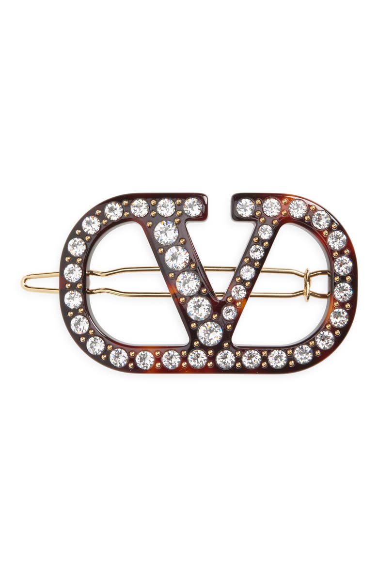 VLOGO Signature Crystal Barrette, Main, color, SILVER MULTI