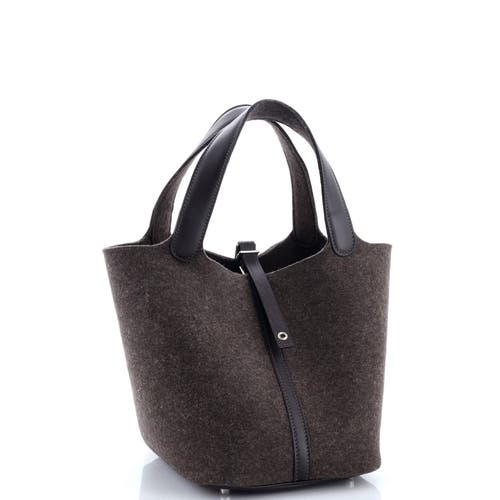 Pre-owned Hermes Hermes Picotin Lock Bag Felt With Leather Mm In Gray