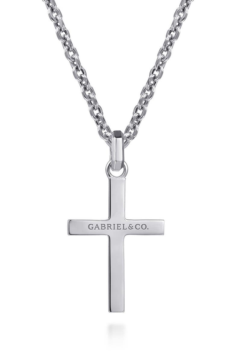 Men's Facets Sterling Silver Cross Pendant Necklace, Alternate, color, STERLING SILVER
