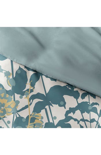 Homespun Premium Ultra Soft Boho Flower 3-piece Reversible Duvet Cover Set In Blue