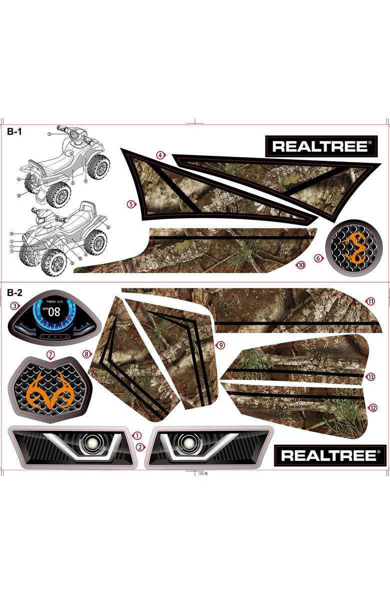 REALTREE Quad Push Car Black Ride On Toy, Alternate, color, Multicolored