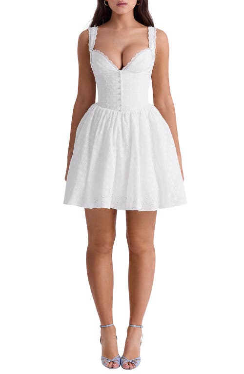 Shop House Of Cb Brigitte Embroidered Lace Fit & Flare Dress In White