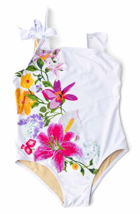 Shade Critters Kids' Summer Garden One-Shoulder One-Piece UPF 50+ Swimsuit