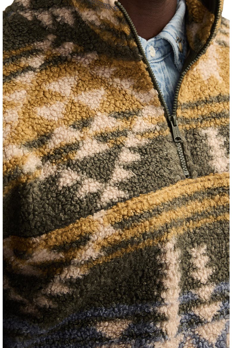 Faux Shearling Quarter Zip Jacket, Alternate, color, BLUE MULTI