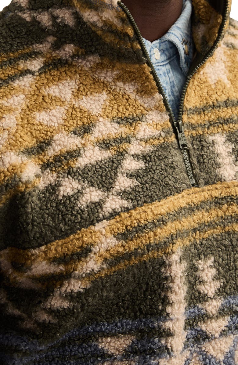 Lucky Brand Faux Shearling Quarter Zip Jacket, Alternate, color, Blue Multi