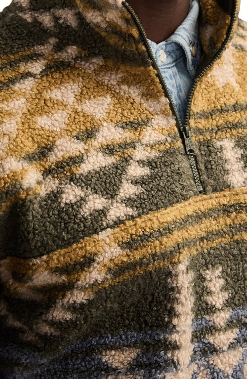 Lucky Brand Faux Shearling Quarter Zip Jacket In Multi