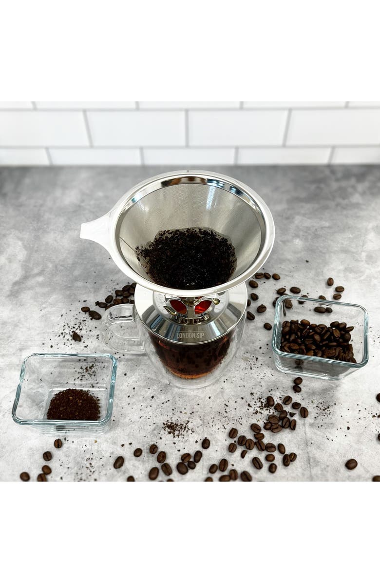 London Sip Stainless Steel Coffee Dripper, 1-4 Cup, Alternate, color, Metallic Silver