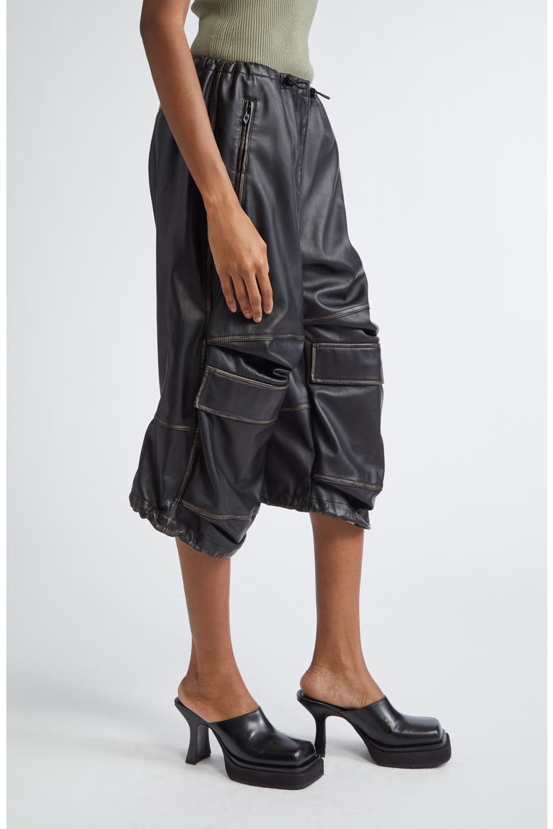 P-Dayetz-Short-Fem Faux Leather Bermuda Pants, Alternate, color, BLACK