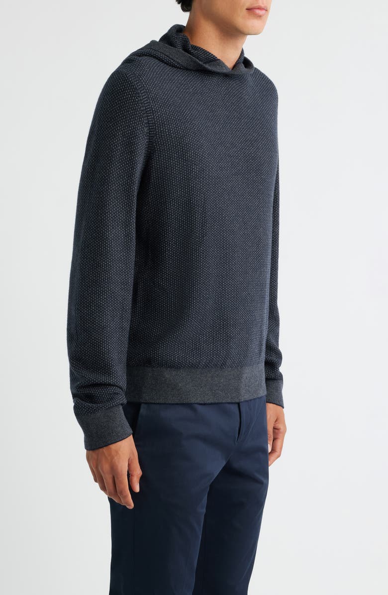 Vince Geometric Jacquard Wool & Cashmere Blend Hoodie, Alternate, color, Coastal/ Medium Heather Grey