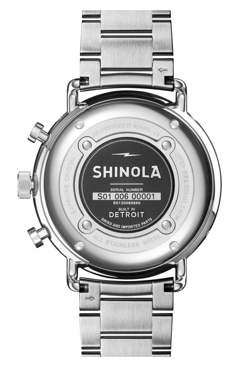 Shinola The Canfield Chrono Bracelet Watch, 45mm, Alternate, color, Midnightbl